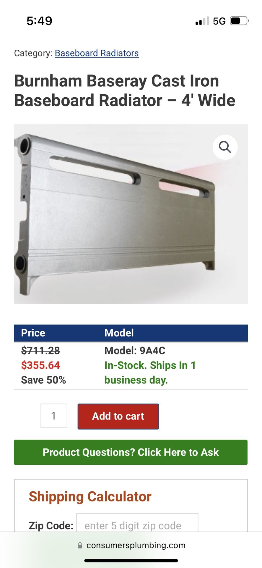 Hot Water Burnham Baseray 7a Ft Burnham COMPLETE 9A Cast Iron Base