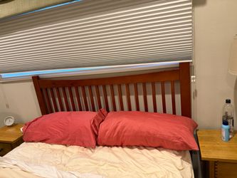 Wood Slatted Bed Frame with Headboard