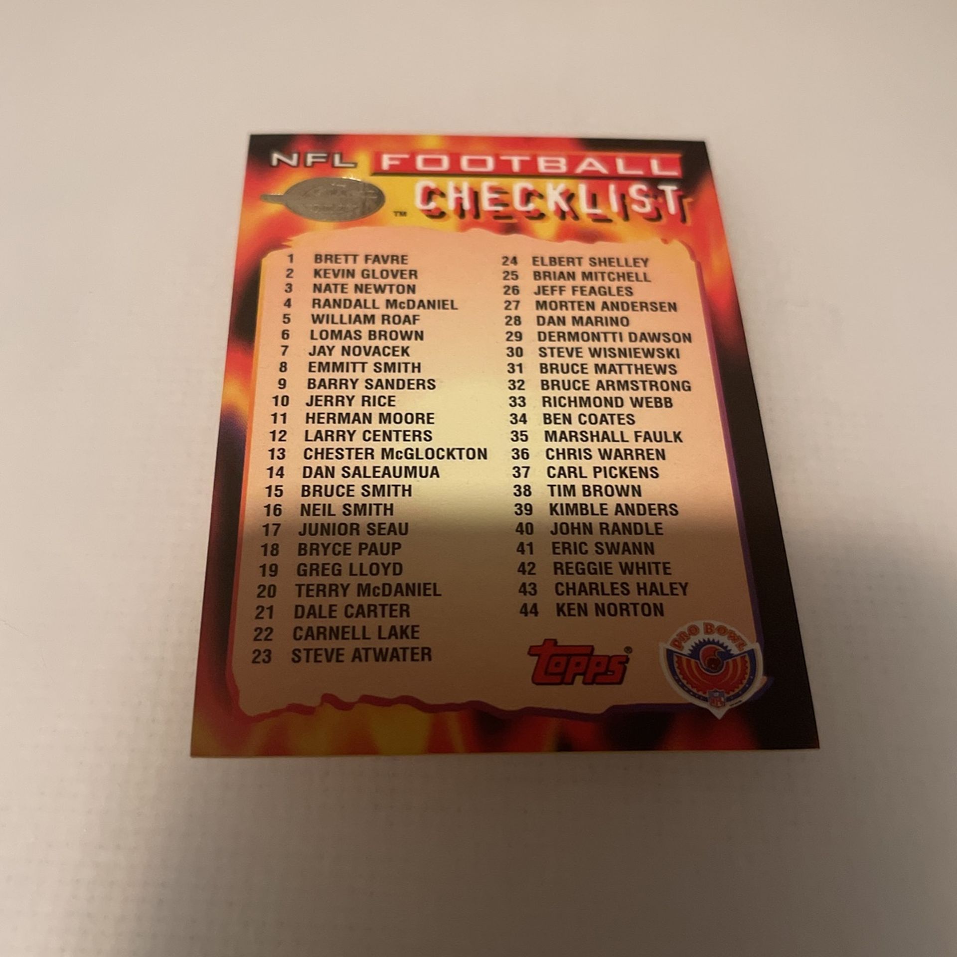 Football Topps 1996 NFL Checklist #90