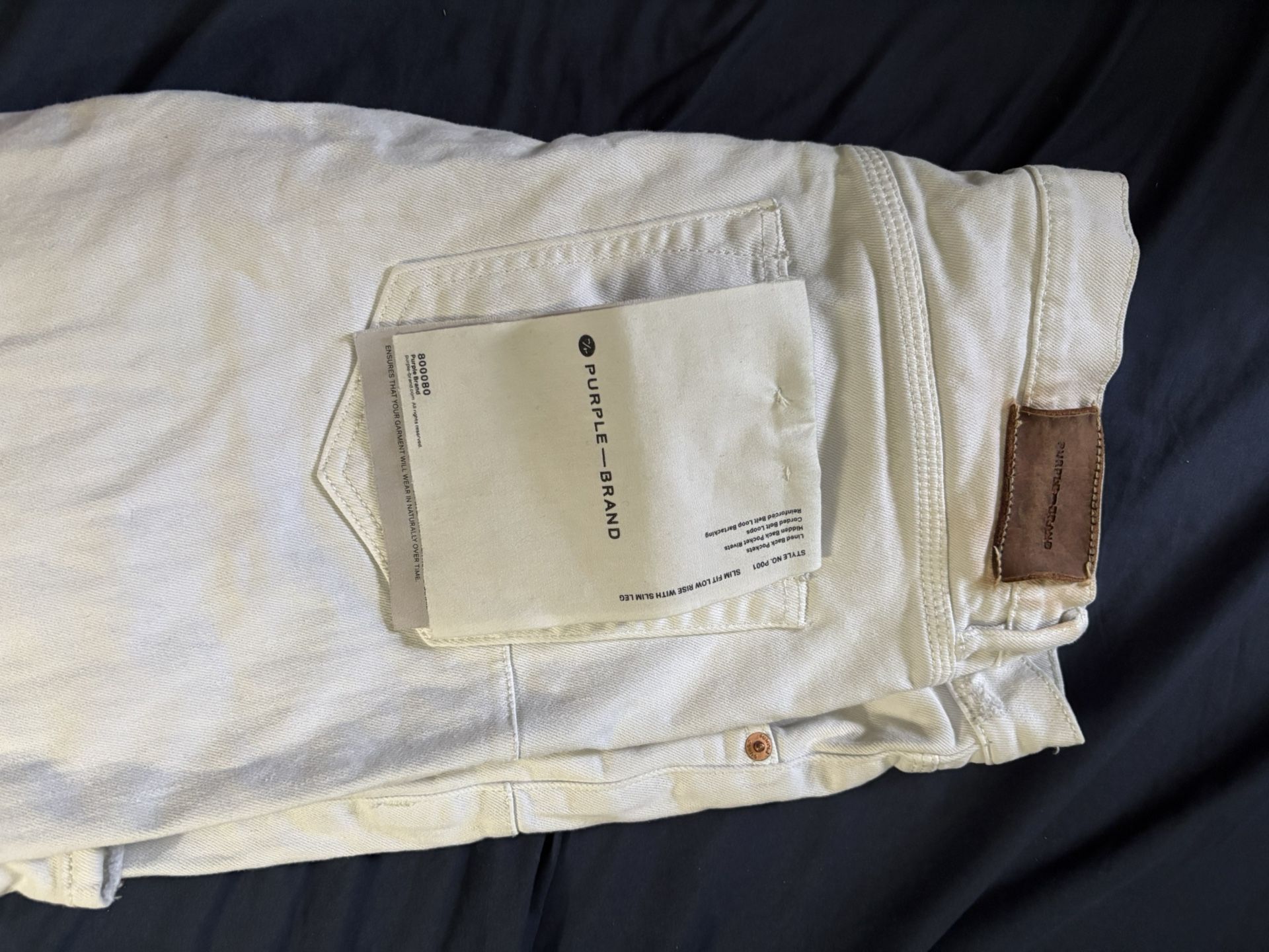 white purple jeans