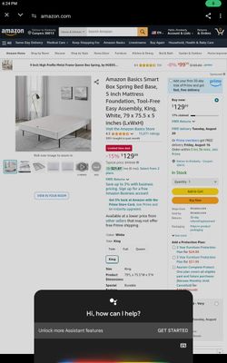 King Size Base W/Legs Metal//Base De Cama $125