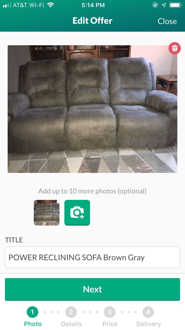 POWER RECLINING SOFA Brown Gray-$150