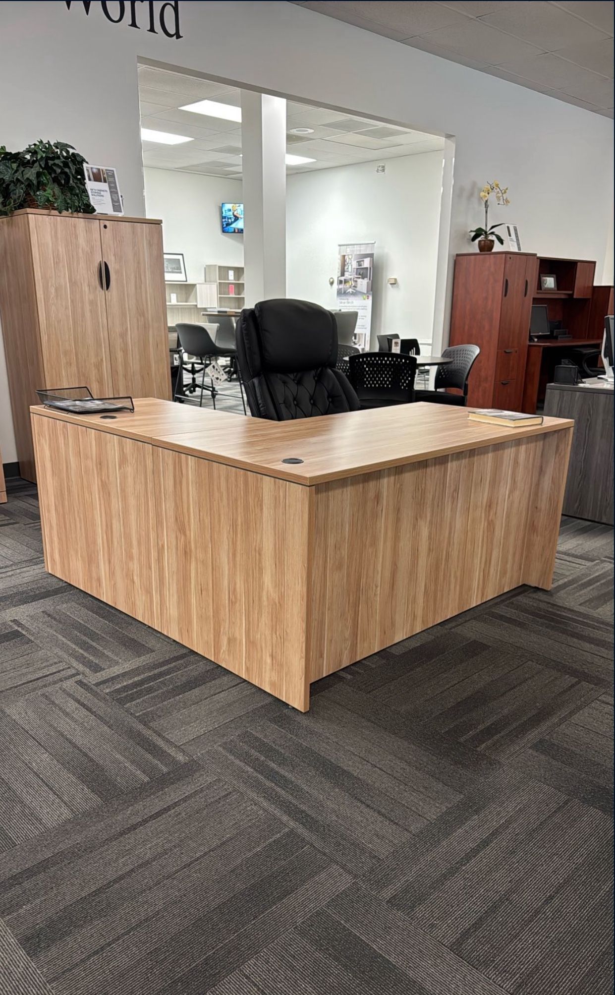 $100 Off | L Shape Office Desk With Two Drawer File Cabinet