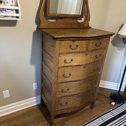 Antique Oak High Boy Dresser