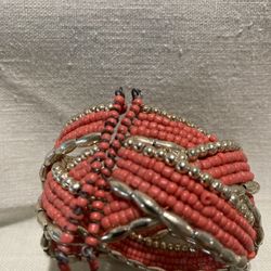 Corn Colored Beaded Cuff Bracelet