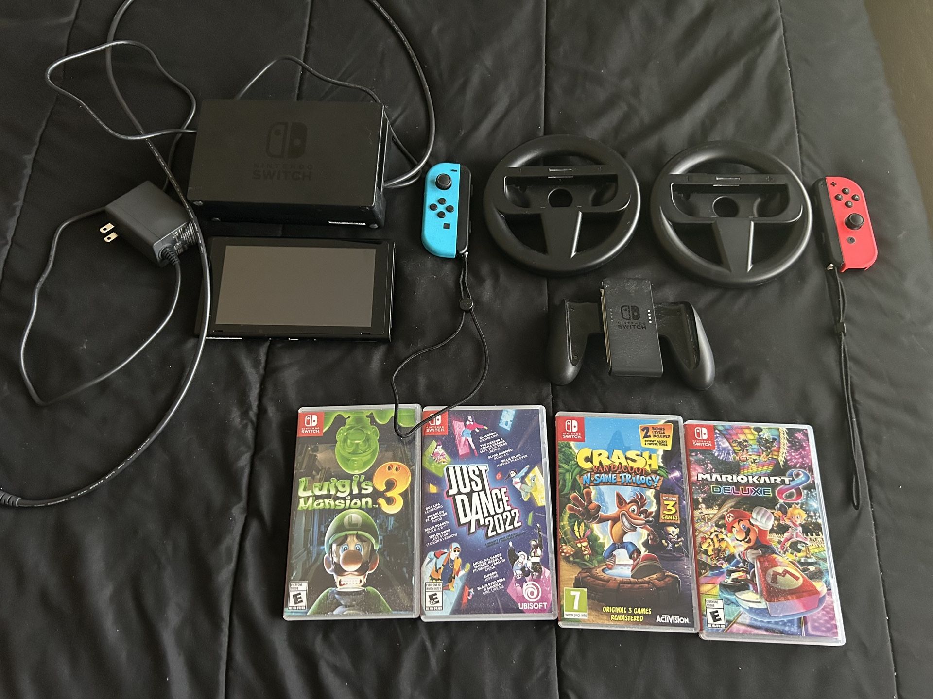 Nintendo Switch, Games, Controller, Steering Wheels, Wrist Straps, HDMI & Power Cord