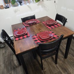 Kitchen Table, Brown & Black, 5 Piece Set