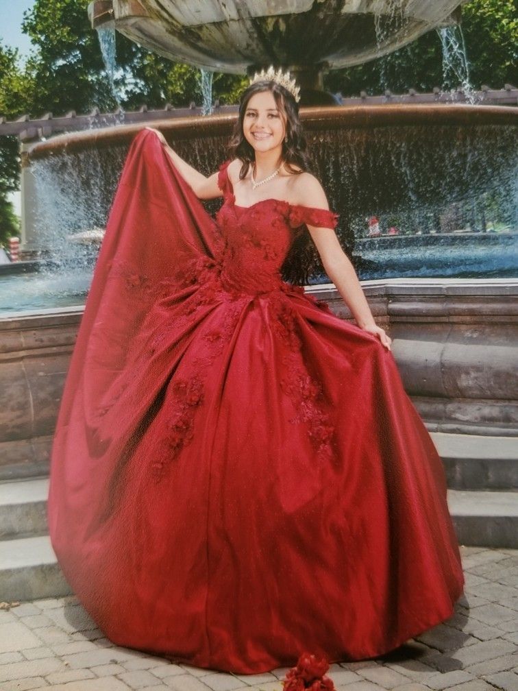 Xsmall Dark Red Quinceanera Dress