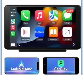 Portable 7” Wireless CarPlay & Android Auto Touchscreen Stereo with Bluetooth & GPS