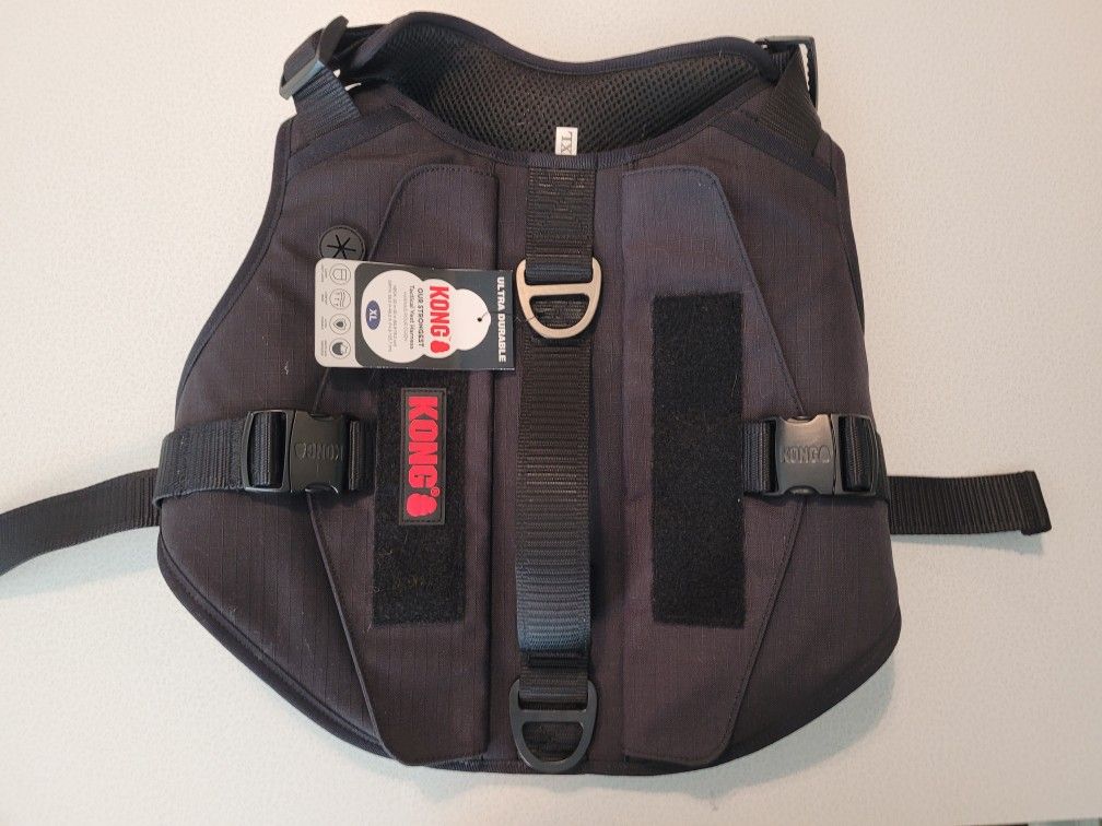 KONG Tactical Dog Vest Harness - Black - Size XL With Carry Pouches New!