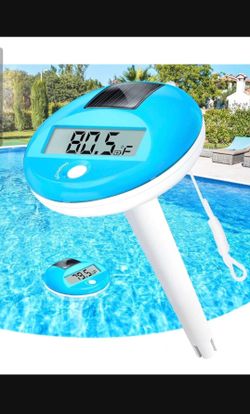 Floating Pool Thermometer Solar Powered | Large LCD Display- Easy to Read | IP68 Waterproof Digital Pool Thermometer with String, hot tub