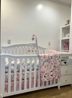 Beautiful White Crib & Changing Table Combo