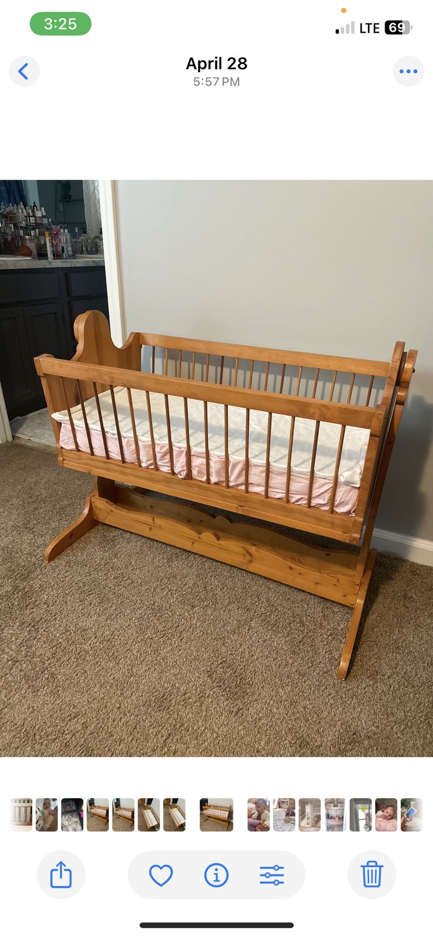 Rocking Wooden Crib