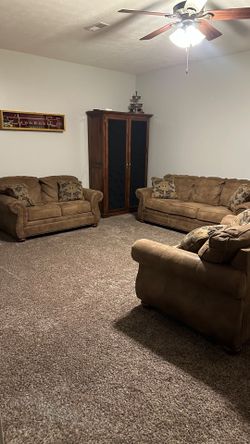 Beautiful brown microfiber comfy couch set