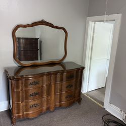 60’s Antique Bassett Furniture Cherry Sequin Chalons Collection! Two Dressers 1w/mirror