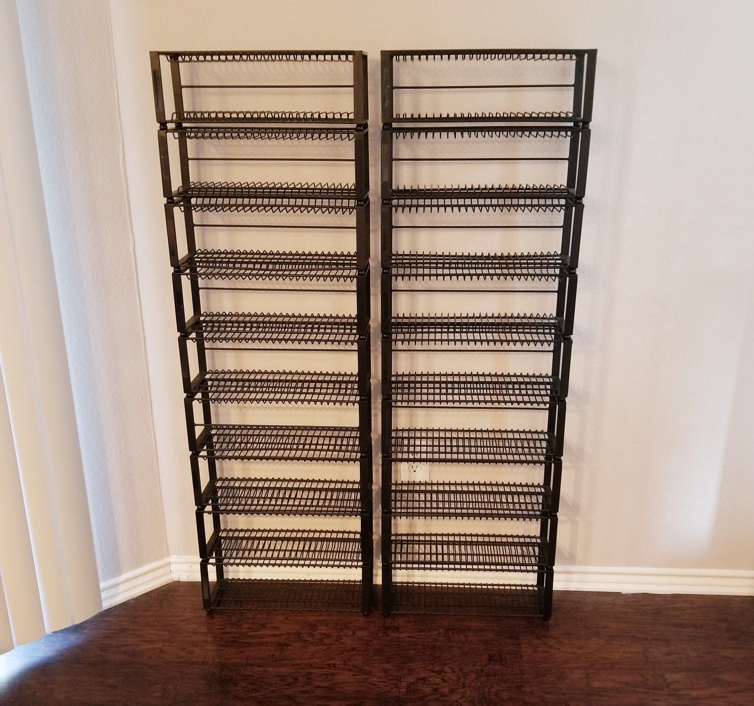 18 black metal stackable CD racks. Excellent quality. $1.50 each or $20 for all 18. Custer/Legacy Plano