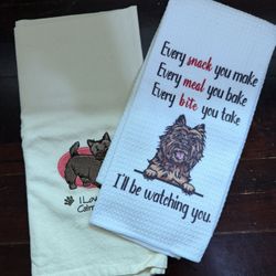 Cairn Terrier Kitchen Towel And Tea Towel Set NWOT