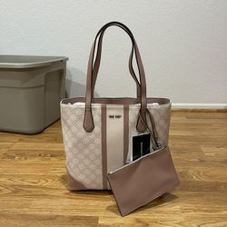 Nine West Rose Pink Tote Bag Purse With Wristlet And Card Holder