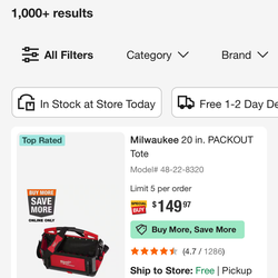 Milwaukee 20 inch packout tote