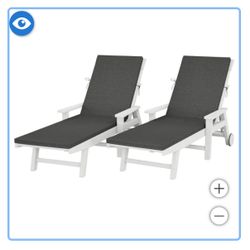 2 Outdoor Polywood Chaise Lounge Chair with Wheels