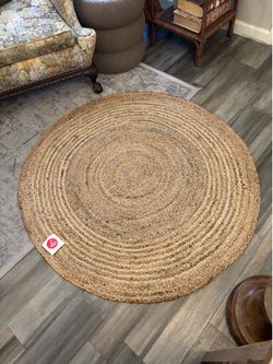 L.R. HOME-New 4Ft Hand Woven Round Jute Rug