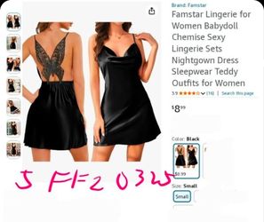 Famstar Lingerie for Women Babydoll Chemise Sexy Lingerie Sets Nightgown Dress Sleepwear Teddy Outfits for Women size small only BRAND NEW