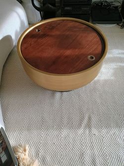West Elm Brass Round Coffee Table 32in
