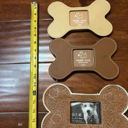 Twos Company Bone Jour Dog Bone Photo Frames ORE Originals Tooled Lot of 3