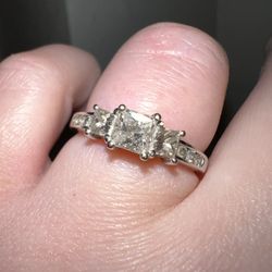 Zales Princess Cut Ring - 1 CT. Past, Present, Future Collection - 14 K White Gold