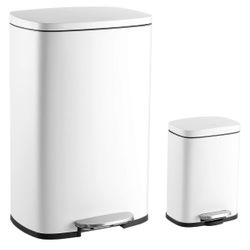 HPM1006C Connor Rectangular Trash Can with Soft-Close Lid and Free Mini Trash Can, Modern Home, Kitchen, Office, Large:12.98 Gal (BC5)