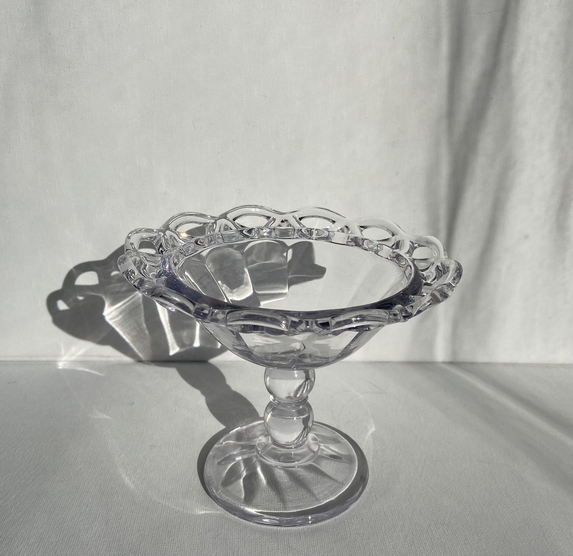 Imperial Glass Crocheted Crystal Compote 