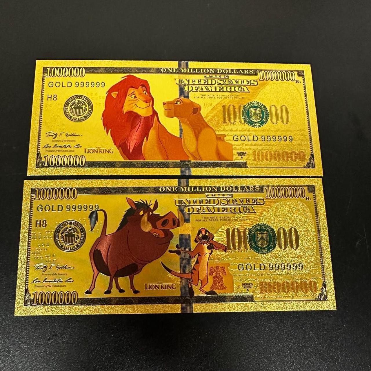 24k Gold Foil Plated The Lion King Banknote Set