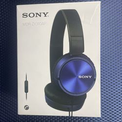 Sony ZX Series Wired On Ear Headphones with Mic “BLUE” - MDR-ZX310AP