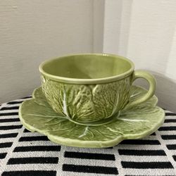 Vintage Cabbage Cup + Saucer Portugal 