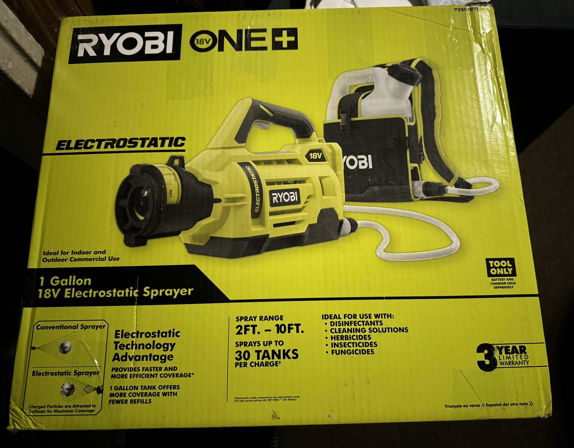 Ryobi P2807BTL ONE+ 18V Cordless Electrostatic 1 Gal. Sprayer (Tool Only)