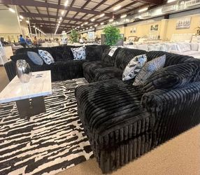 Black Corduroy Sectional Couch Set Fast Delivery living Room Furniture Modular Oversize Sectional Only $39 Down Payment 👉 PLEASE ASK FOR JON GREEN WH