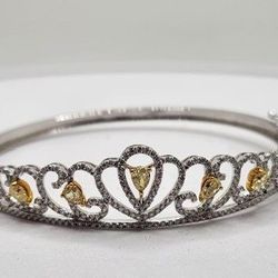 Exquisite Yellow Diamond Bangle Bracelet 