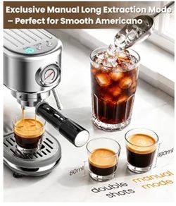 atatix Espresso Machine with Milk Frother, 20 Bar Pressure Espresso Maker