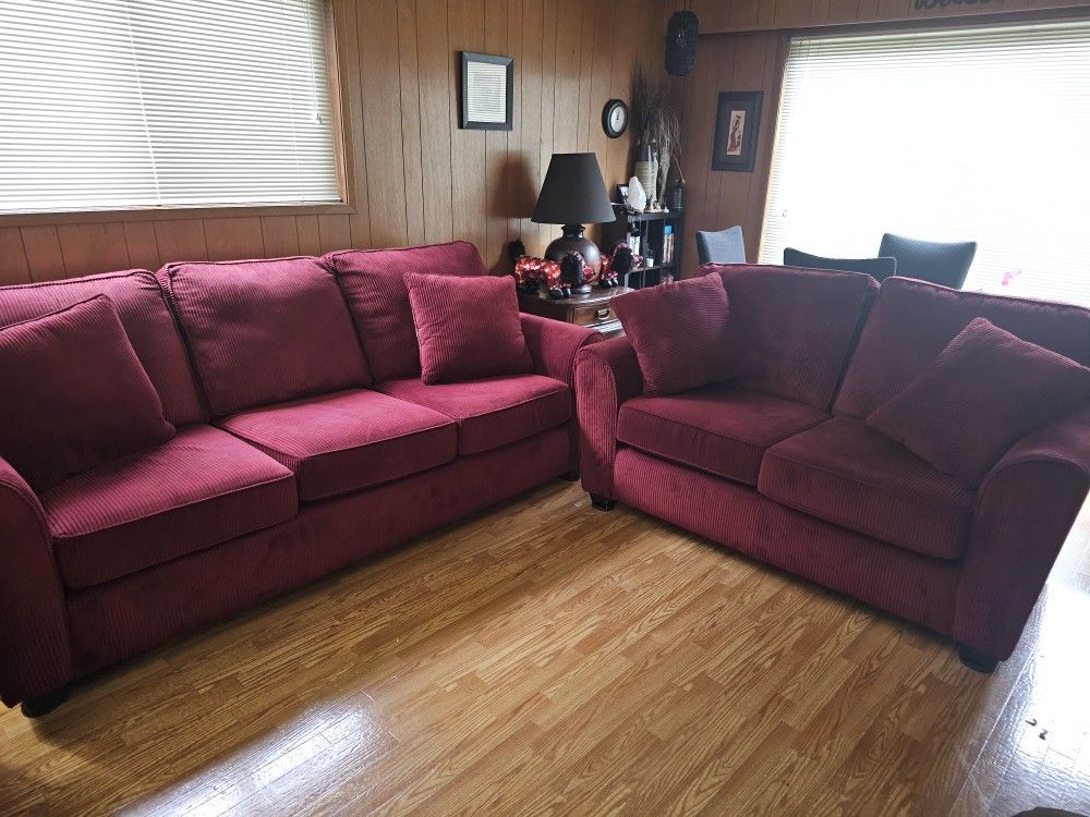 Red Matching Sofa And Loveseat (Separate Item Available)