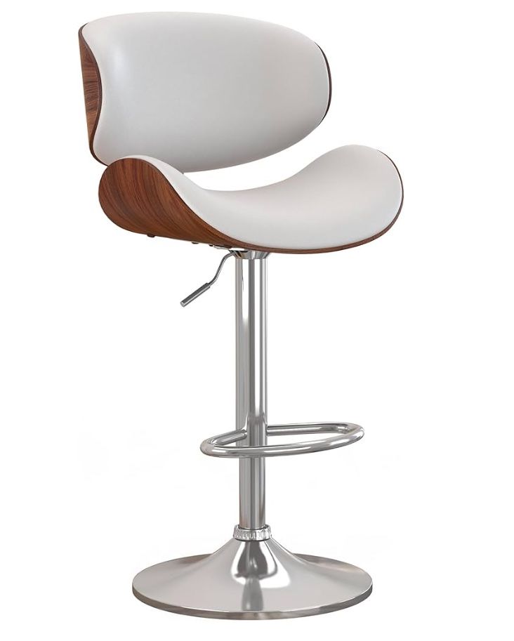 1 Bar Stool Modern Swivel Bar Chairs Barstool Counter Height with Backrest for Bar Kitchen Dining Room White