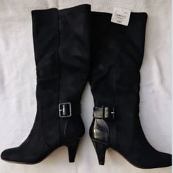 #386 East 5th Sovio Womens Navy Blue High Fashion Suede Heel Boots Size 7 New 