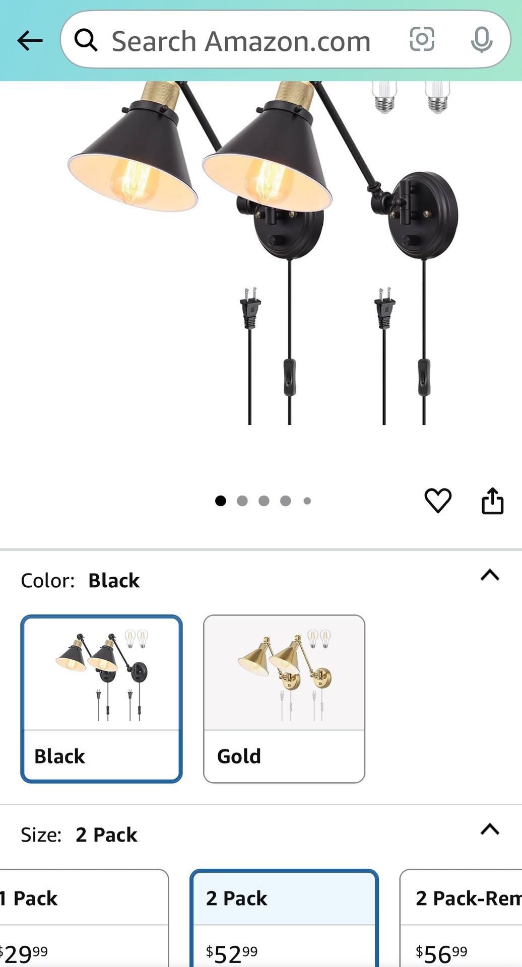 Brand New wall Lamps With Cords