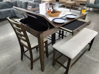 6 pcs counter height Dining table w/table storage