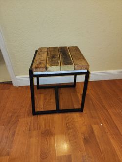 Wood Metal Side Table