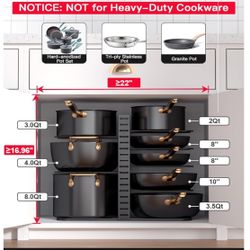 MUDEELA Pots And Pans Organizer : Under Cabinet Rack. 8-Tier Kitchen Cabinet Organizers And Storage, Light-Duty Adjustable Pot Racks,Pan Organizers 