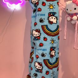 Blue Faux Hello Kitty Blanket 