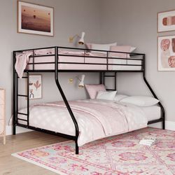 Mainstays Small Space Junior Twin over Full Low Profile Metal Bunk Bed, Blac