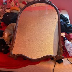 Large Antique Wooden Framed Mirror 