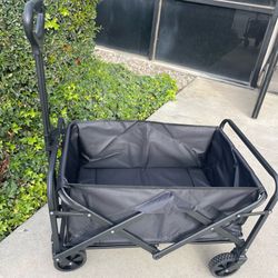 Collapsible Folding Wagon with Adjustable Handle Foldable Utility Wagon Cart with 2 Drink Holders