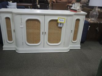 Steven Shell Chelsea White Cane-Front Sideboard Credenza